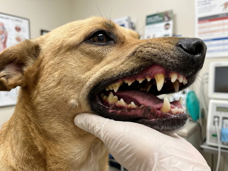 Dog showing early signs of dental damage
