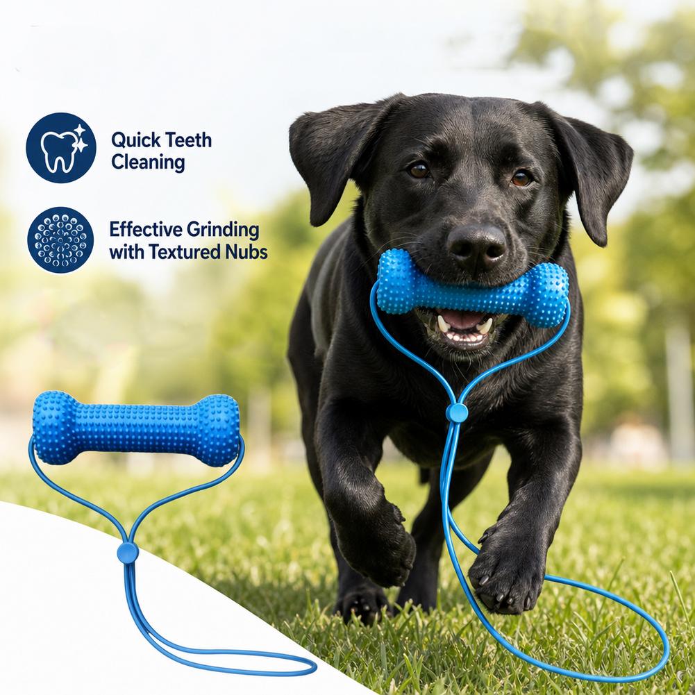 Teeth Cleaning Dog Chew Bone - Pet Dental Care Chewing Toy 2in1