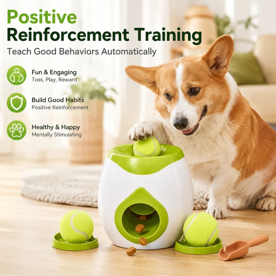Automatic Dog Ball Launcher, I - Interactive Squeaky Plush Dog Toy recension och pris
