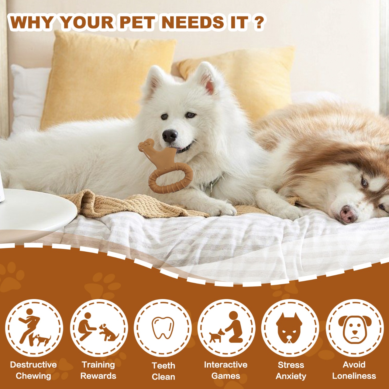 1pc Durable Bone-Shaped Intera - Teeth Cleaning Dog Chew Bone recension och pris