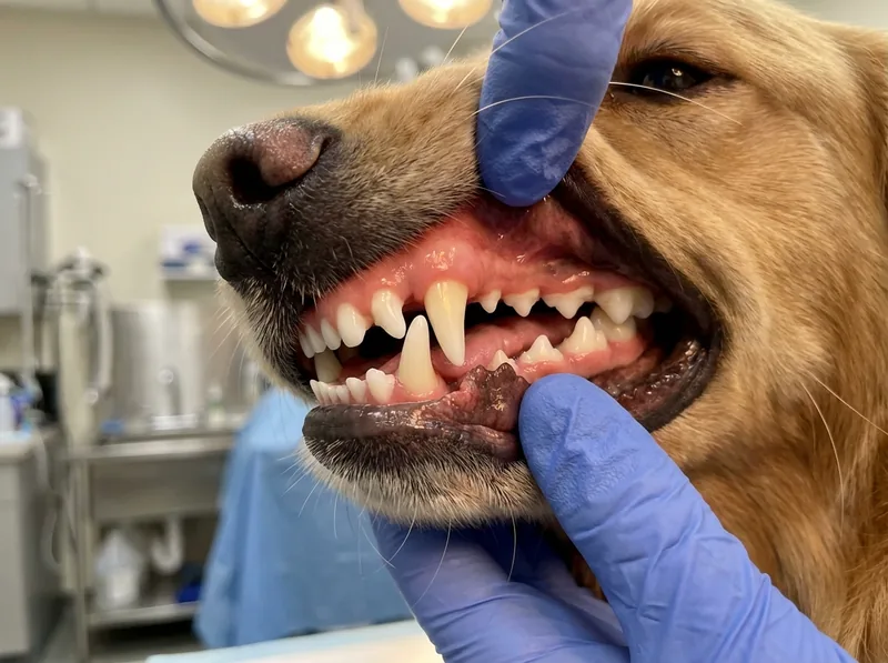 Same dog with clean white teeth after treatment
